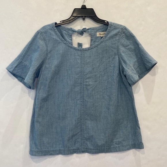 Madewell Chambray Tie-Back Top Medium - Picture 6 of 9